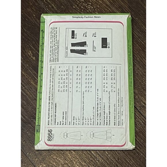 Simplicity 8956 Pattern Vintage 1970s Misses Pullover Ruffle Dress Size 12 UNCUT - Picture 2 of 4